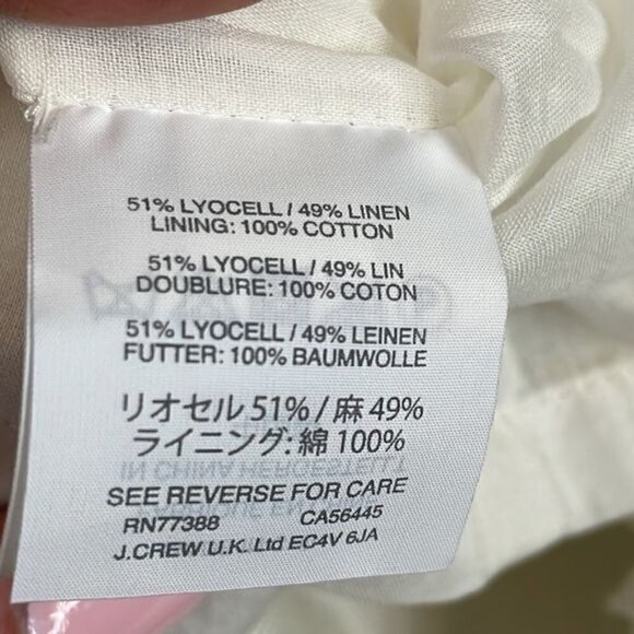 J Crew Collection Eyelet Ruffle Shoulder Dress Sleeveless V neck Linen Blend 0 - Picture 10 of 11